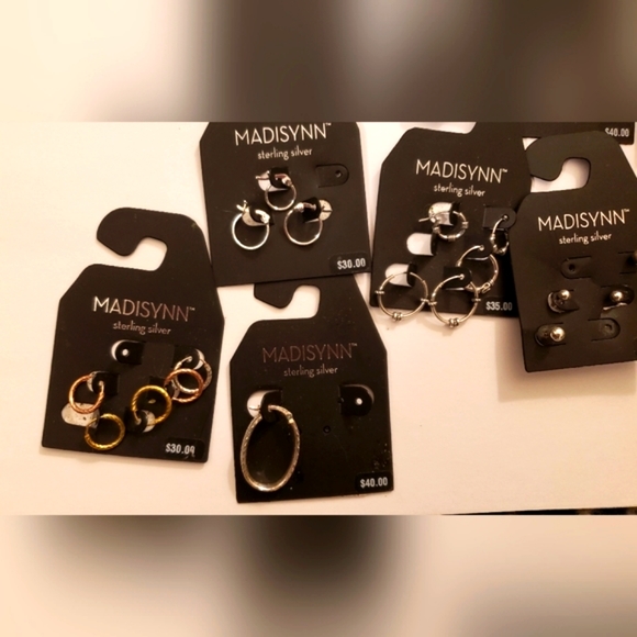 Madisynn Genuine Sterling Silver Lot NWT Misc Earrings Set 10 Pairs - Picture 2 of 4